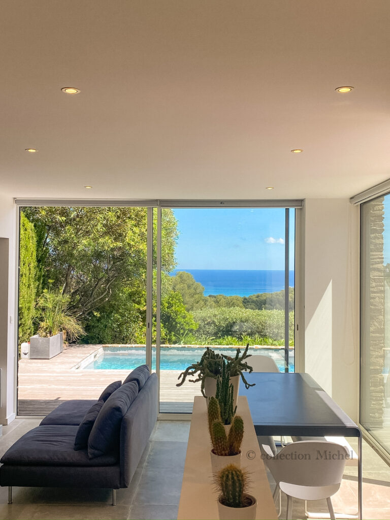 salon vue mer villa Méditerranée